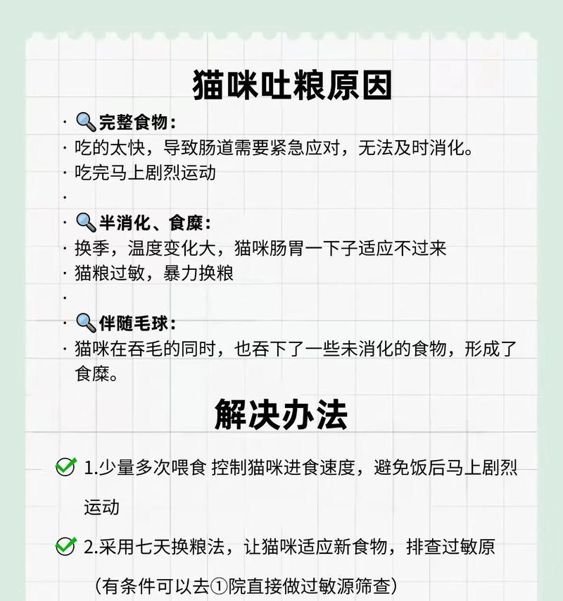 猫吐的都是干的猫粮是什么原因？如何解决这个问题？
